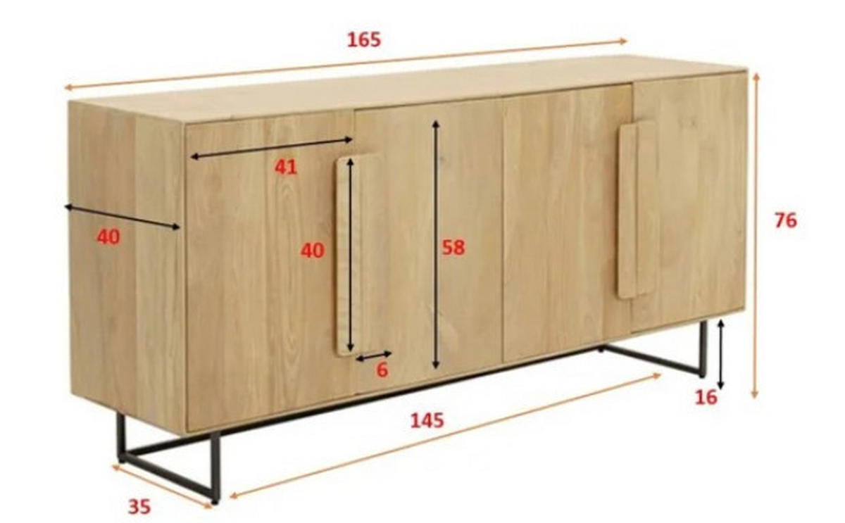 SIDEBOARD  165/76/40 cm  - Hellbraun/Eichefarben, Design, Holz/Metall (165/76/40cm) - Kare-Design