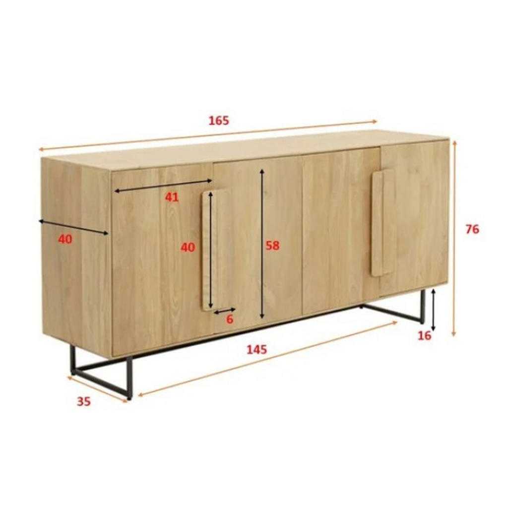 Thumbnail - Kare-Design Sideboard, Schwarz, Hellbraun, Holz, Mangoholz,Eiche, Mangoholz, massiv, 2 Fächer, 165x76x40 cm, stehend, Ho...