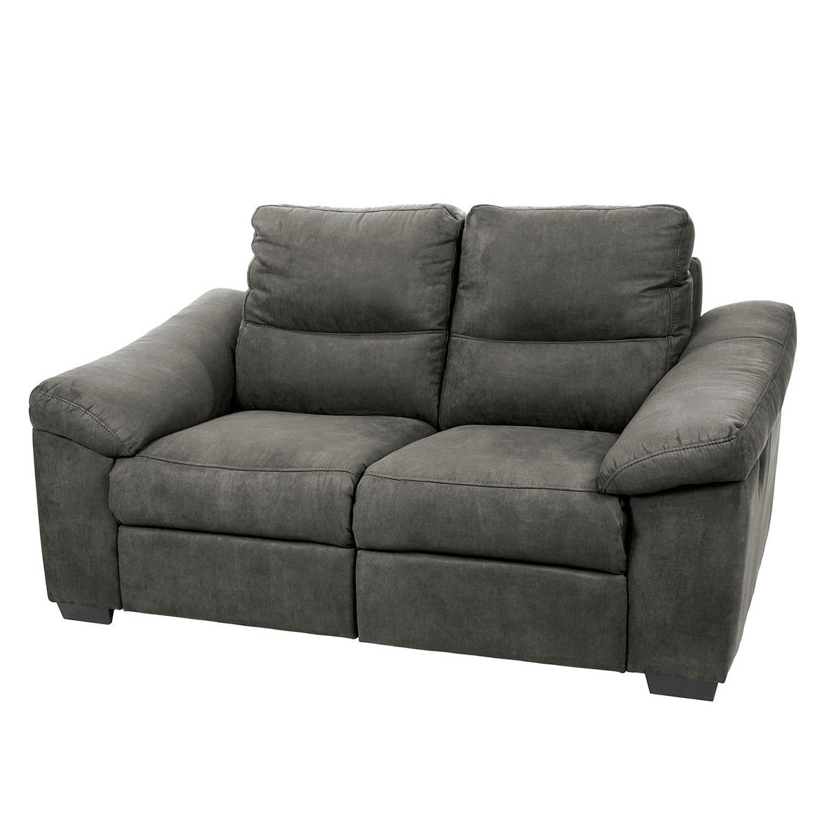 2-SITZER-SOFA HAMPTON in Flachgewebe Anthrazit Landhaus  - Anthrazit/Schwarz, Design, Holz/Textil (174/97/97cm) - Livetastic
