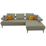 ECKSOFA in Echtleder Hellgrau  - Hellgrau/Schwarz, Design, Leder/Metall (305/224cm) - Dieter Knoll