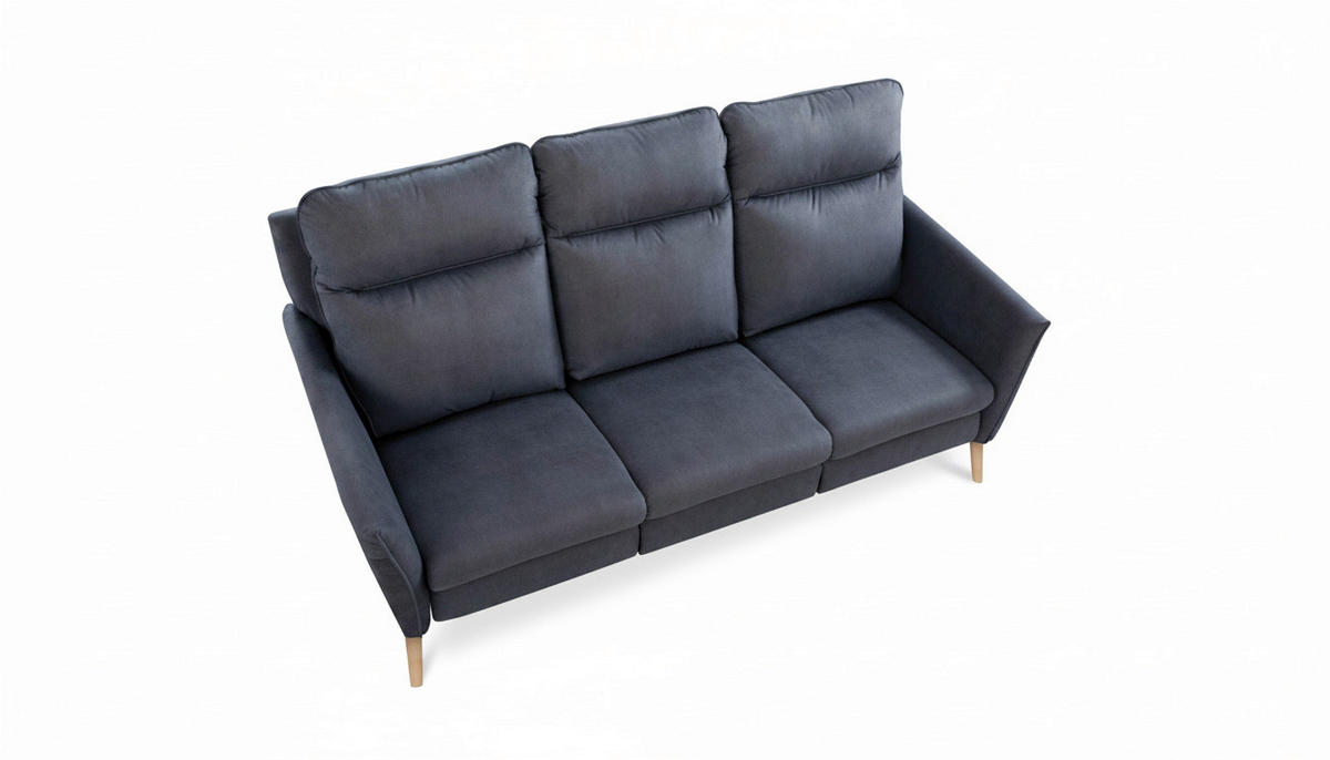3-SITZER-SOFA  in Mikrofaser Blau Skandinavisch, Modern  - Blau/Buchefarben, Design, Holz/Textil (202/110/92cm) - Livetastic