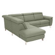 ECKSOFA in Echtleder Grün  - Alufarben/Grün, Design, Leder/Metall (242/271cm) - Cantus