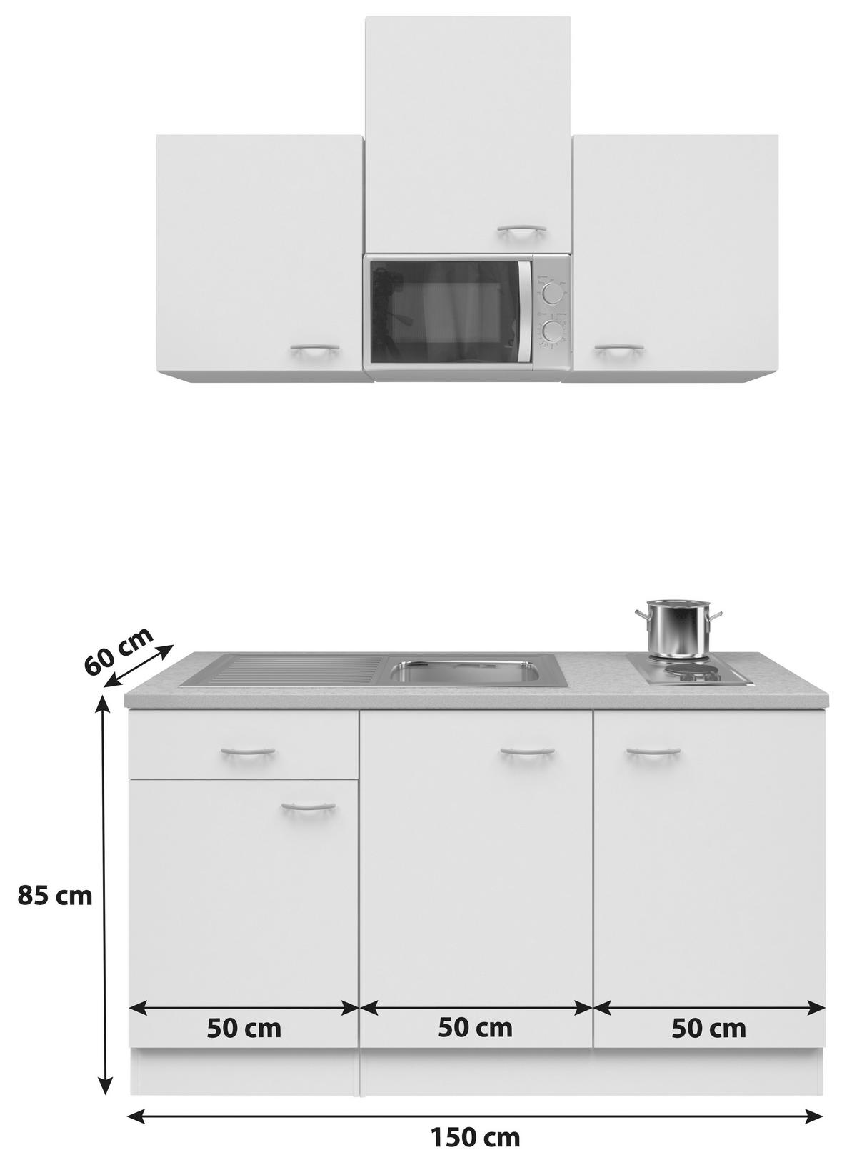 MINIKUCHYNĚ WITO 150 - bílá/světle šedá, Moderní, kompozitní dřevo/plast (150cm) - MID.YOU
