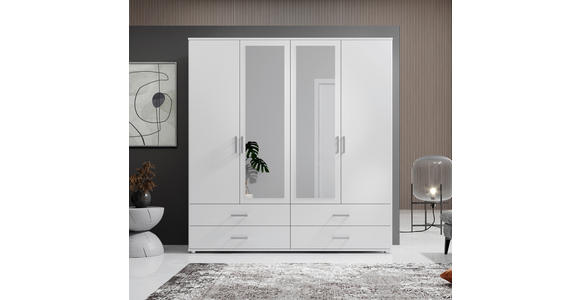 KLEIDERSCHRANK  in Weiß  - Alufarben/Weiß, KONVENTIONELL, Glas/Holzwerkstoff (180/190/51cm) - Carryhome