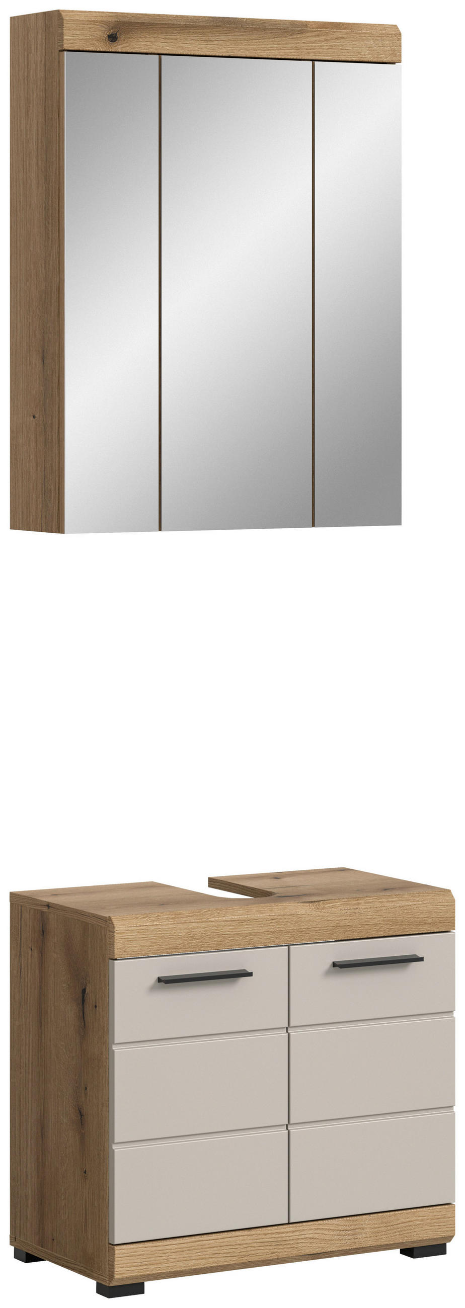 BADEZIMMER 2-teilig  in 60 cm  - Kaschmir/Schwarz, MODERN, Glas/Holzwerkstoff (60cm) - MID.YOU