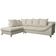 ECKSOFA Hellgrau Struktur  - Hellgrau/Schwarz, KONVENTIONELL, Textil/Metall (194/247cm) - Carryhome