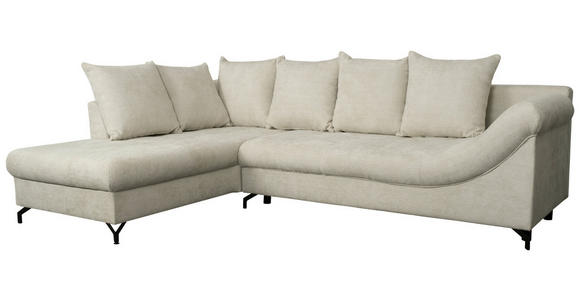 ECKSOFA Hellgrau Struktur - Hellgrau/Schwarz, KONVENTIONELL, Textil/Metall (194/247cm) - Carryhome
