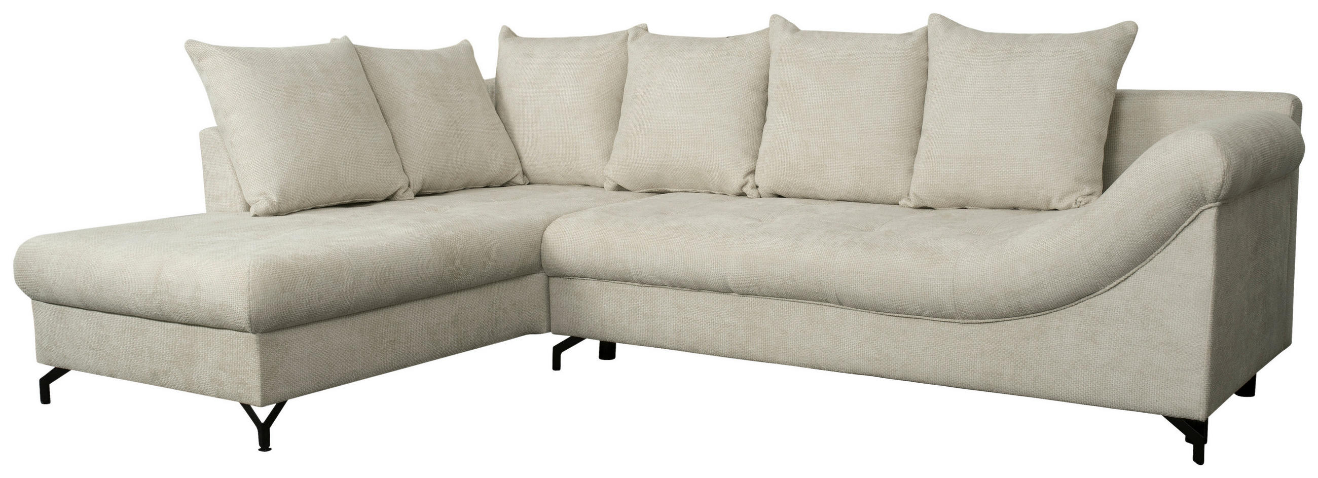 ECKSOFA Hellgrau Struktur  - Hellgrau/Schwarz, KONVENTIONELL, Textil/Metall (194/274cm) - Carryhome