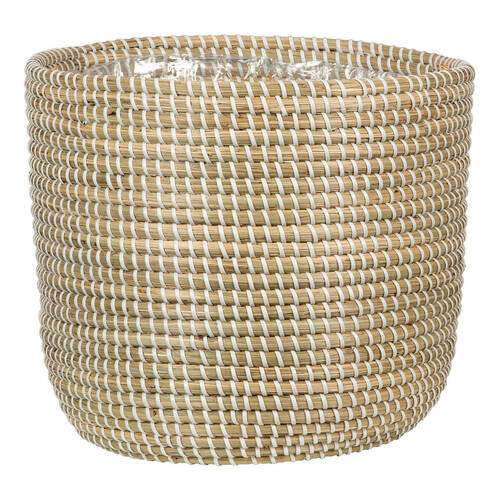 KVETNÍK prírodné materiály, 24/24/22,5 cm - biela, Natur, prírodné materiály (24/24/22,5cm)