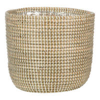 KVETNÍK prírodné materiály, 24/24/22,5 cm - biela, Natur, prírodné materiály (24/24/22,5cm)