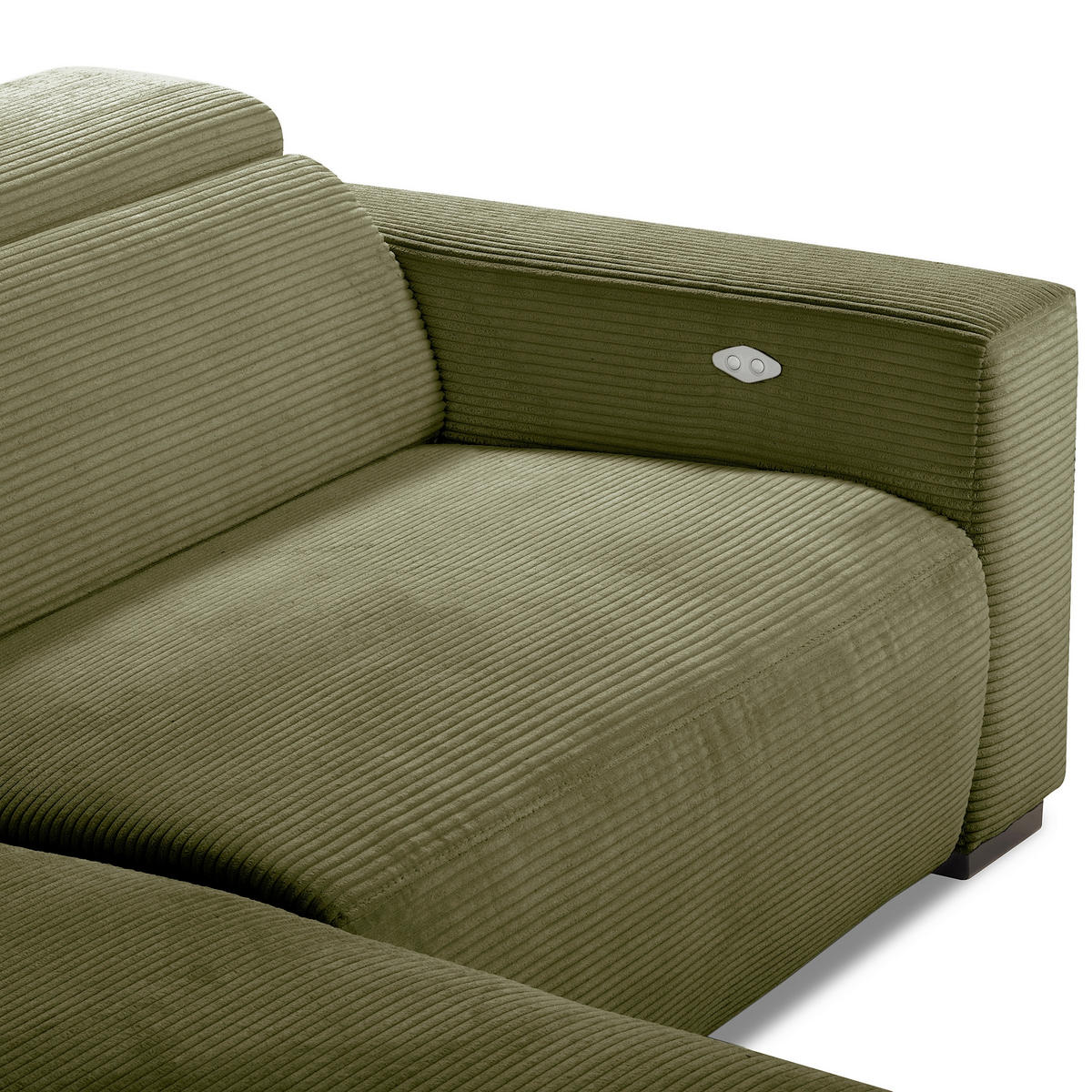 ECKSOFA RENO Grün Cord Relaxfunktion, Kopfteilverstellung  - Schwarz/Grün, Design, Kunststoff/Textil (184/248cm) - Livetastic