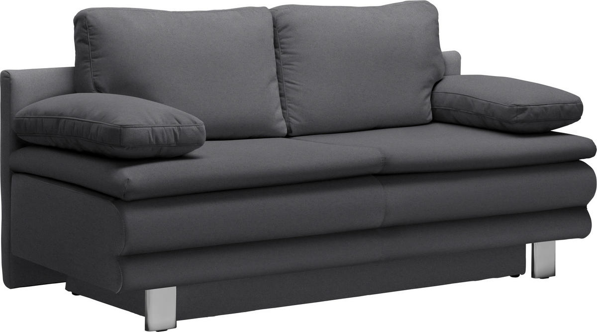 SCHLAFSOFA in Flachgewebe Grau  - Chromfarben/Grau, Design, Textil/Metall (194/96/86cm) - Novel