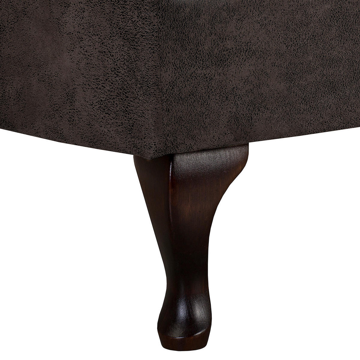 RÉCAMIERE Lederlook Schwarz  - Schwarz/Braun, Design, Holz/Textil (185/93/75cm) - Livetastic