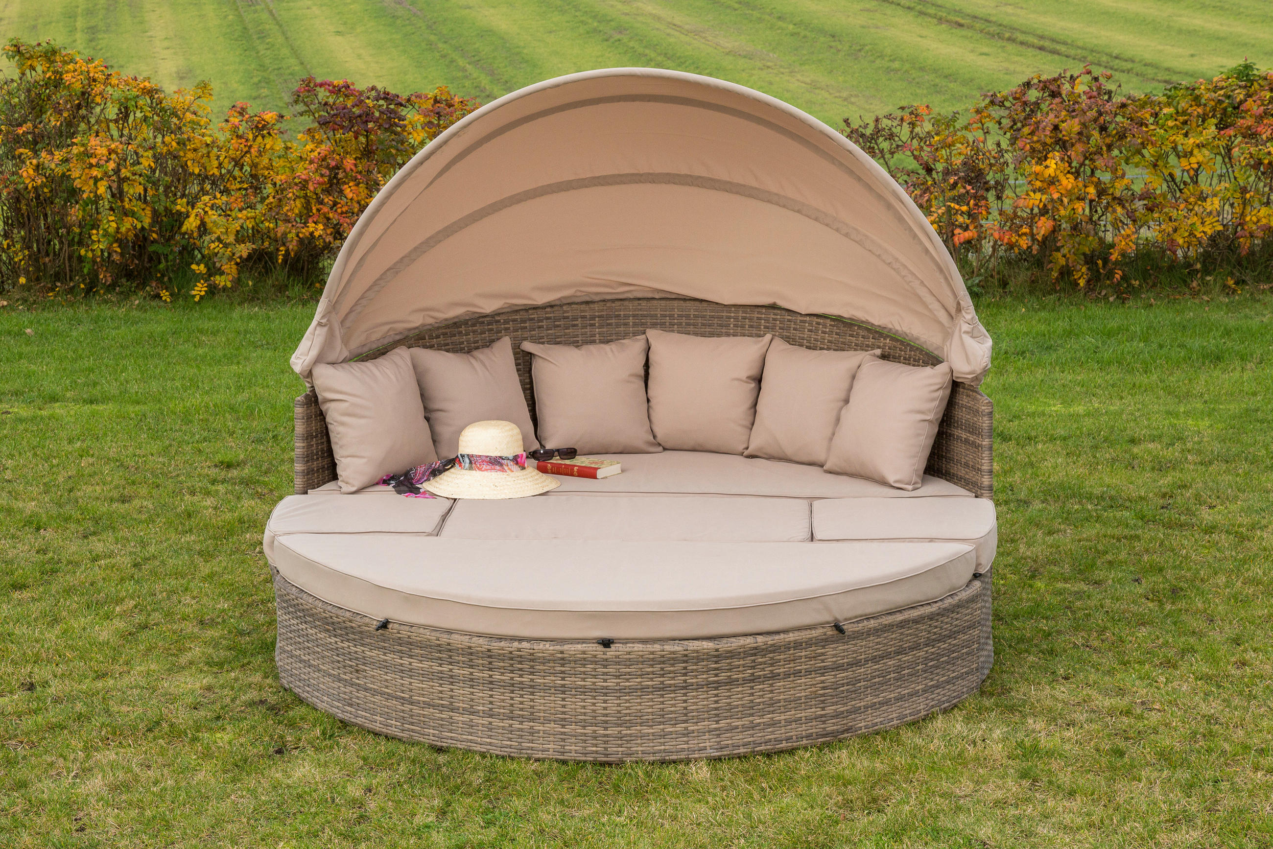 GARTENMUSCHEL 180/88/183 cm  - Beige/Naturfarben, KONVENTIONELL, Kunststoff/Textil (180/88/183cm) - Gardenson