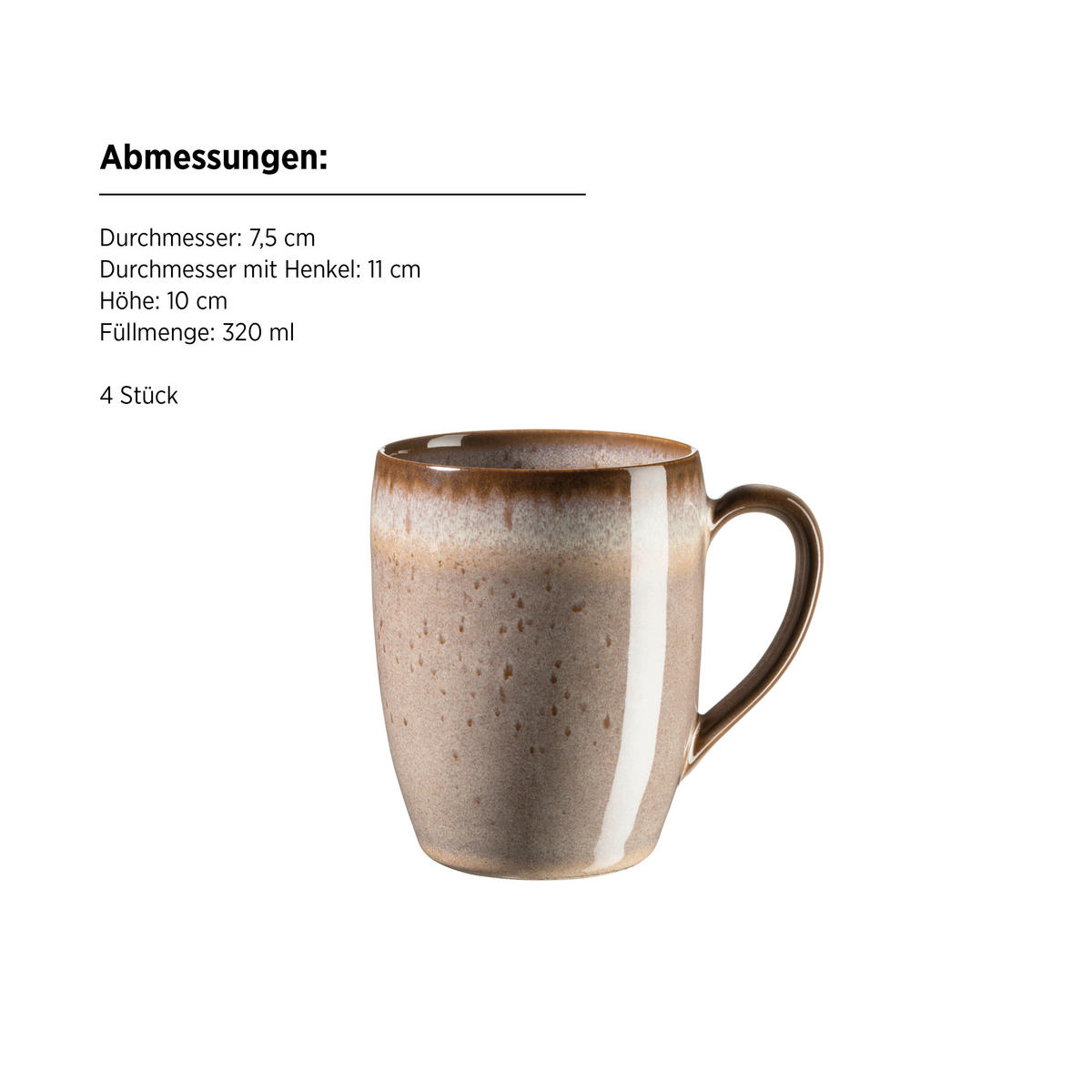 FRÜHSTÜCKSSERVICE Braun SMOKY'S  - Braun, Basics, Keramik - Mäser