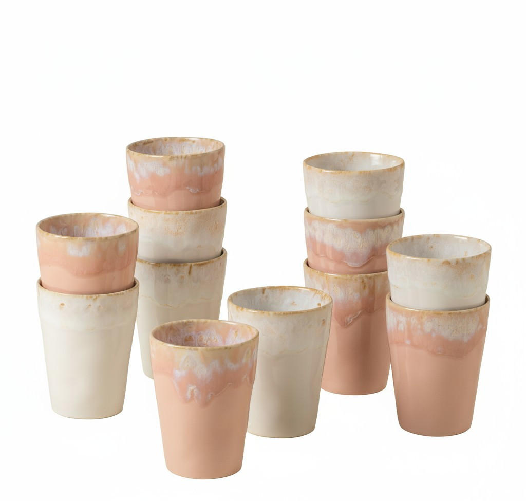 KAFFEEBECHERSET 375ML GRESPRESSO 12-teilig  - Weiß Hochglanz/Altrosa, Basics, Keramik - Costa Nova