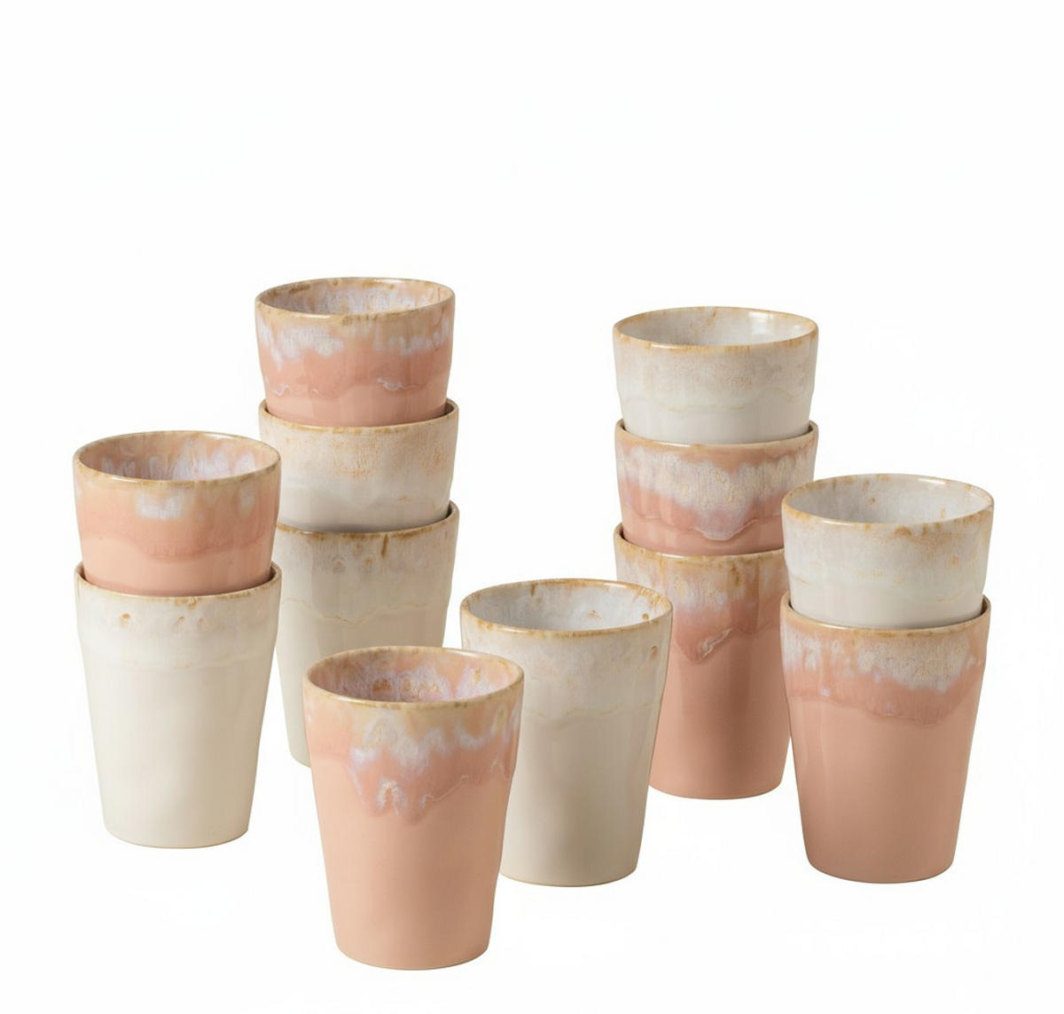 KAFFEEBECHERSET 375ML GRESPRESSO 12-teilig  - Weiß Hochglanz/Altrosa, Basics, Keramik - Costa Nova