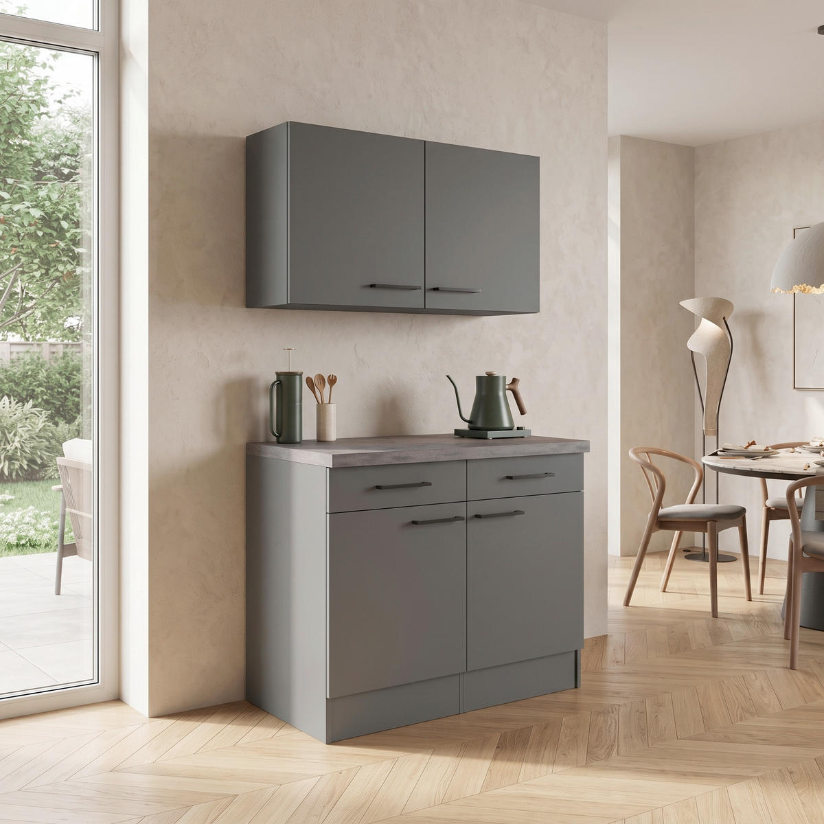 BUFFET 100/200/60 cm  in Grau  - Schwarz/Eiche Artisan, Trend, Holzwerkstoff/Metall (100/200/60cm) - Respekta
