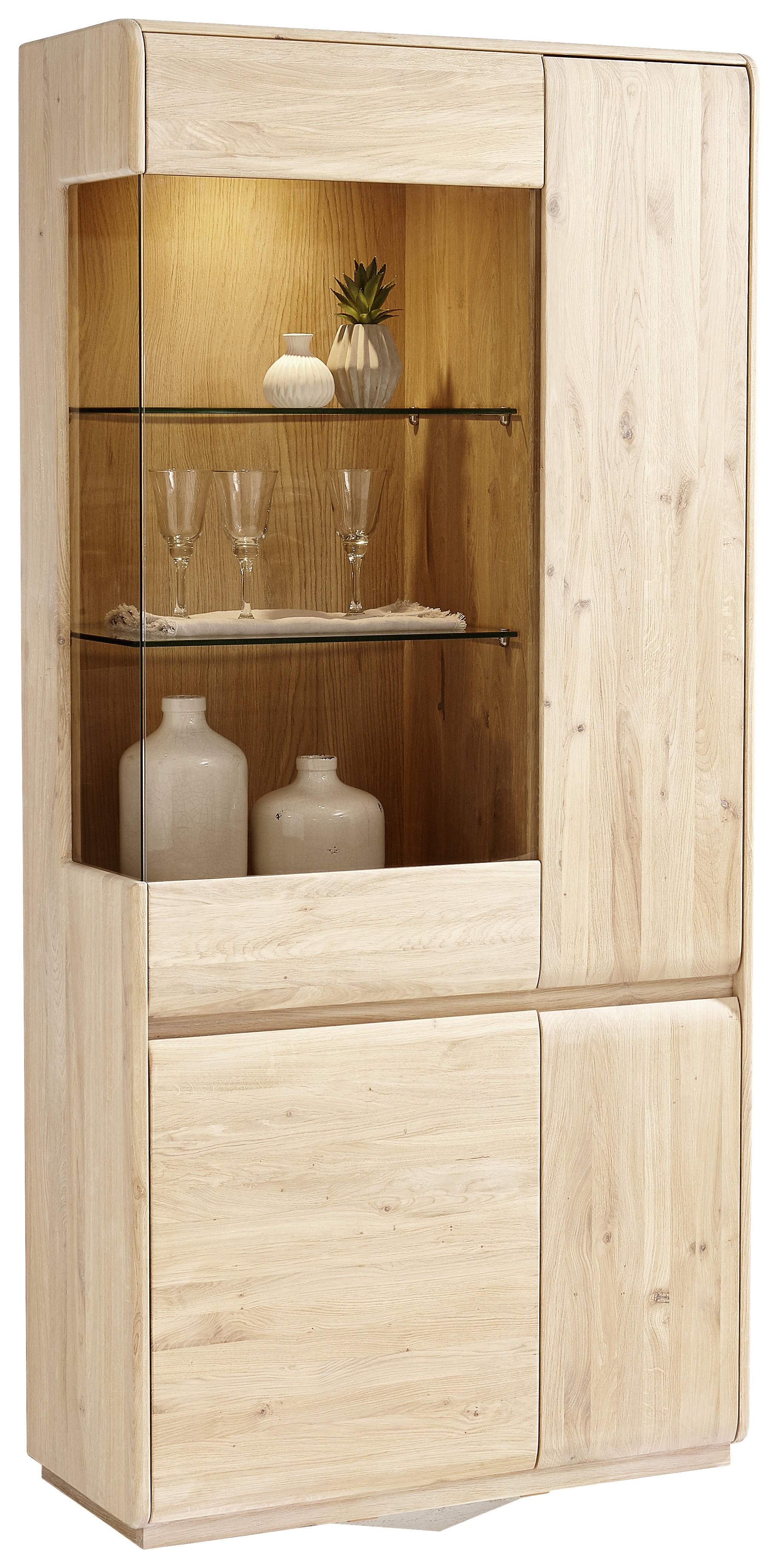 Vitrine in massiv Asteiche Eichefarben