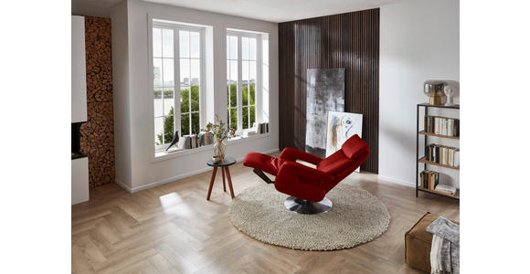 RELAXSESSEL in Leder Rot - Edelstahlfarben/Rot, Design, Leder/Metall (78/112/85cm) - Cantus
