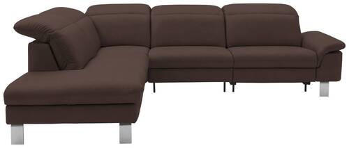 ECKSOFA in Echtleder Dunkelbraun  - Edelstahlfarben/Dunkelbraun, Design, Leder/Metall (233/309cm) - Dieter Knoll