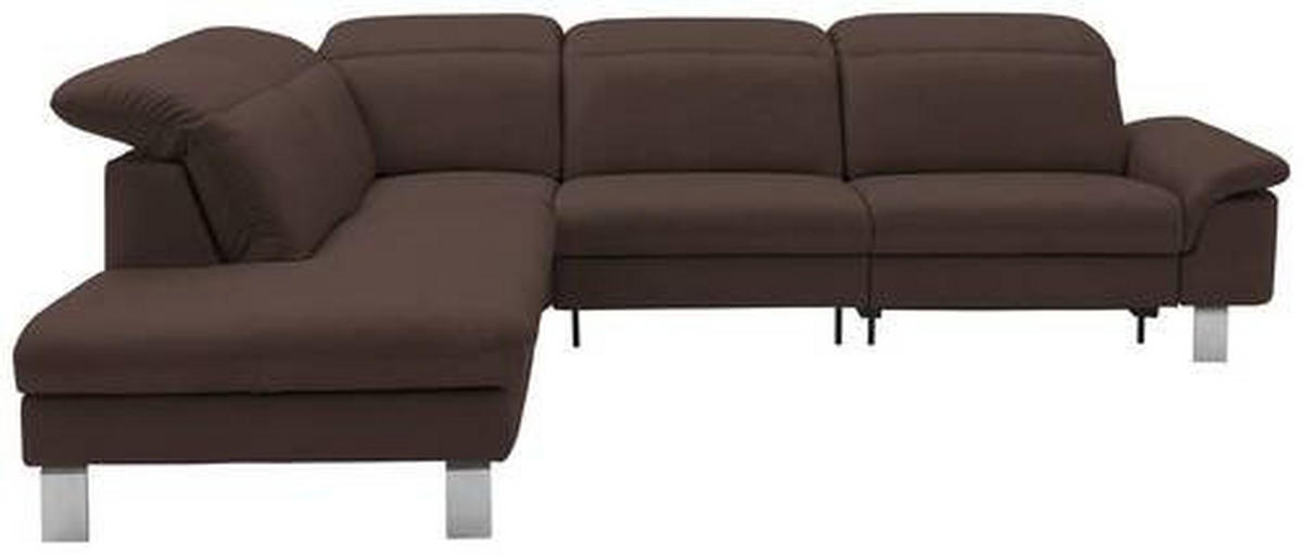 ECKSOFA in Echtleder Dunkelbraun  233/309 cm  - Edelstahlfarben/Dunkelbraun, Design, Leder/Metall (233/309cm) - Dieter Knoll