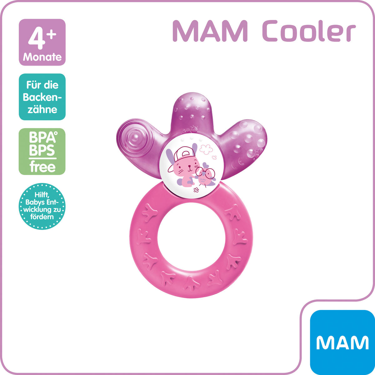 BEIßRING 4 Monat(e)  - Blau/Rosa, Basics (17,5/11,7/2,2cm) - MAM