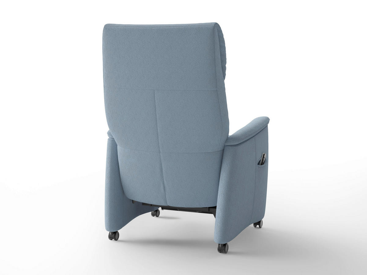 RELAXSESSEL TV CREMONA COMFORT E S1 Flachgewebe Kopfteilverstellung, Fußteilverstellung, Rücken echt    - Schwarz/Hellblau, Basics, Kunststoff/Textil (76/110/84cm) - Sit & More