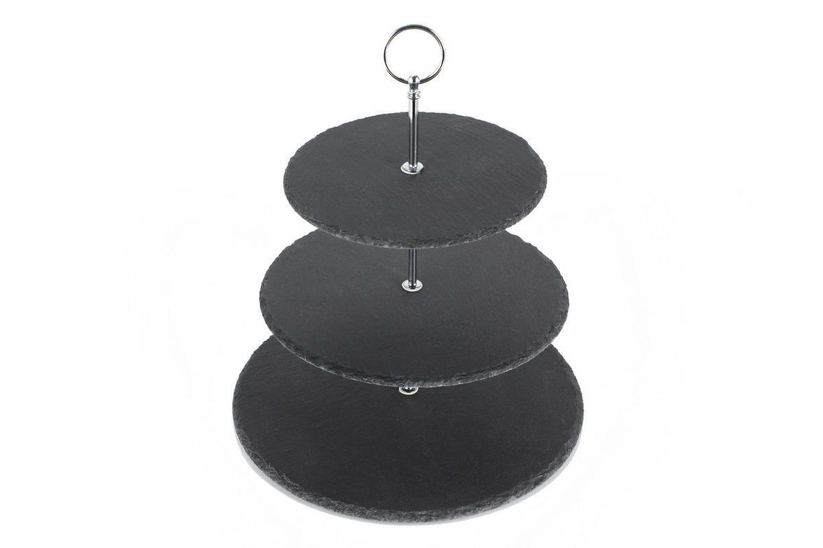 CUPCAKE-STÄNDER 3-stöckig - Silberfarben, Basics, Stein/Metall (30/25/20/35cm) - Echtwerk