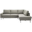 ECKSOFA in Flachgewebe Graubraun  276/200 cm  - Chromfarben/Graubraun, Design, Textil/Metall (276/200cm) - Hom`in