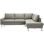 ECKSOFA in Flachgewebe Graubraun  276/200 cm  - Chromfarben/Graubraun, Design, Textil/Metall (276/200cm) - Hom`in