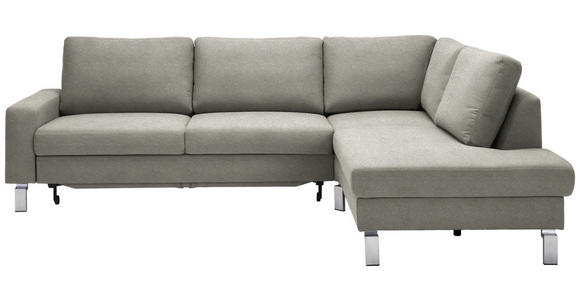 ECKSOFA in Flachgewebe Graubraun  276/200 cm  - Chromfarben/Graubraun, Design, Textil/Metall (276/200cm) - Hom`in