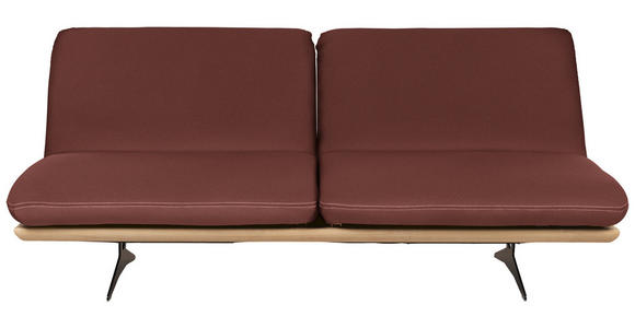SCHLAFSOFA Palermo in Echtleder Dunkelrot  - Beige/Schwarz, Design, Leder/Holz (204/92/90cm) - Dieter Knoll