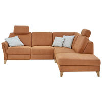 ECKSOFA in Flachgewebe Braun  255/225 cm  - Wildeiche/Braun, Natur, Holz/Textil (255/225cm) - Voleo