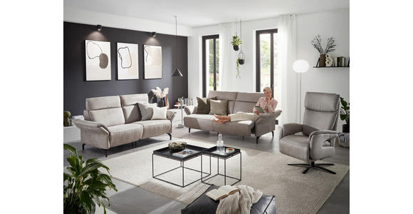 2-SITZER-SOFA Lederlook Hellgrau - Hellgrau/Schwarz, KONVENTIONELL, Textil/Metall (194/103/92cm) - Dieter Knoll