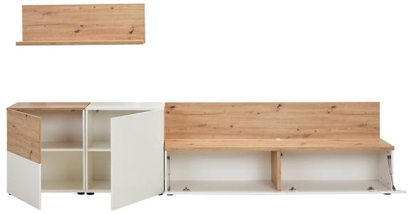 WOHNWAND 4-teilig  in Weiß, Eiche Artisan  295/65/42 cm  - Schwarz/Weiß, MODERN, Holzwerkstoff/Kunststoff (295/65/42cm) - Carryhome
