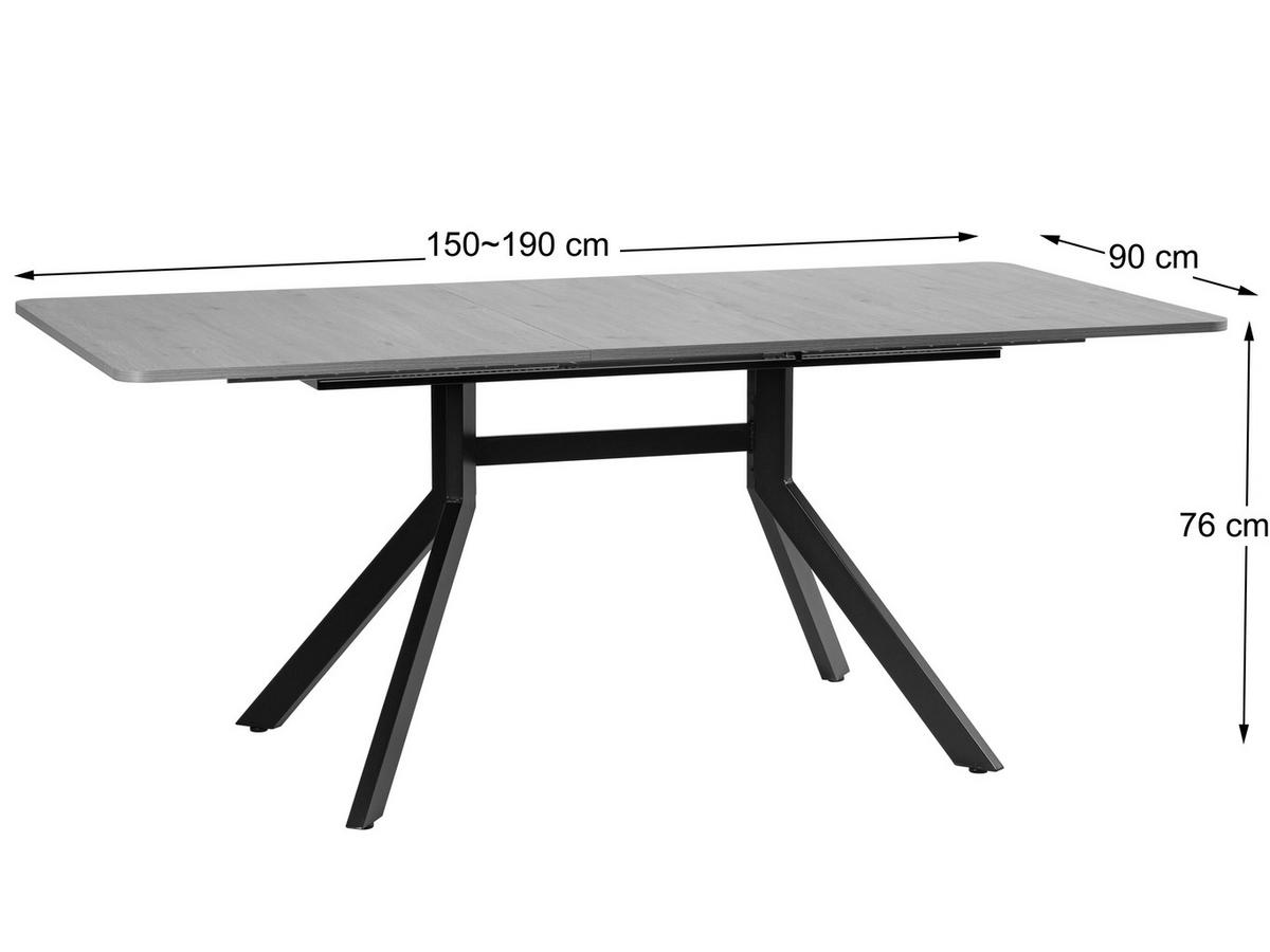 ESSTISCH 150-190/90/76 cm Nachbildung  Metall, Holzwerkstoff ausziehbar rechteckig Schwarz, Eiche Artisan  - Schwarz/Eiche Artisan, MODERN, Holzwerkstoff/Metall (150-190/90/76cm) - Livetastic