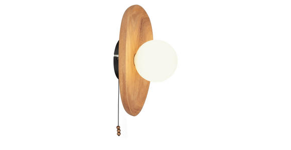 WANDLEUCHTE 26/21/14,5 cm - Weiß/Akaziefarben, Natur, Glas/Holz (26/21/14,5cm) - Novel