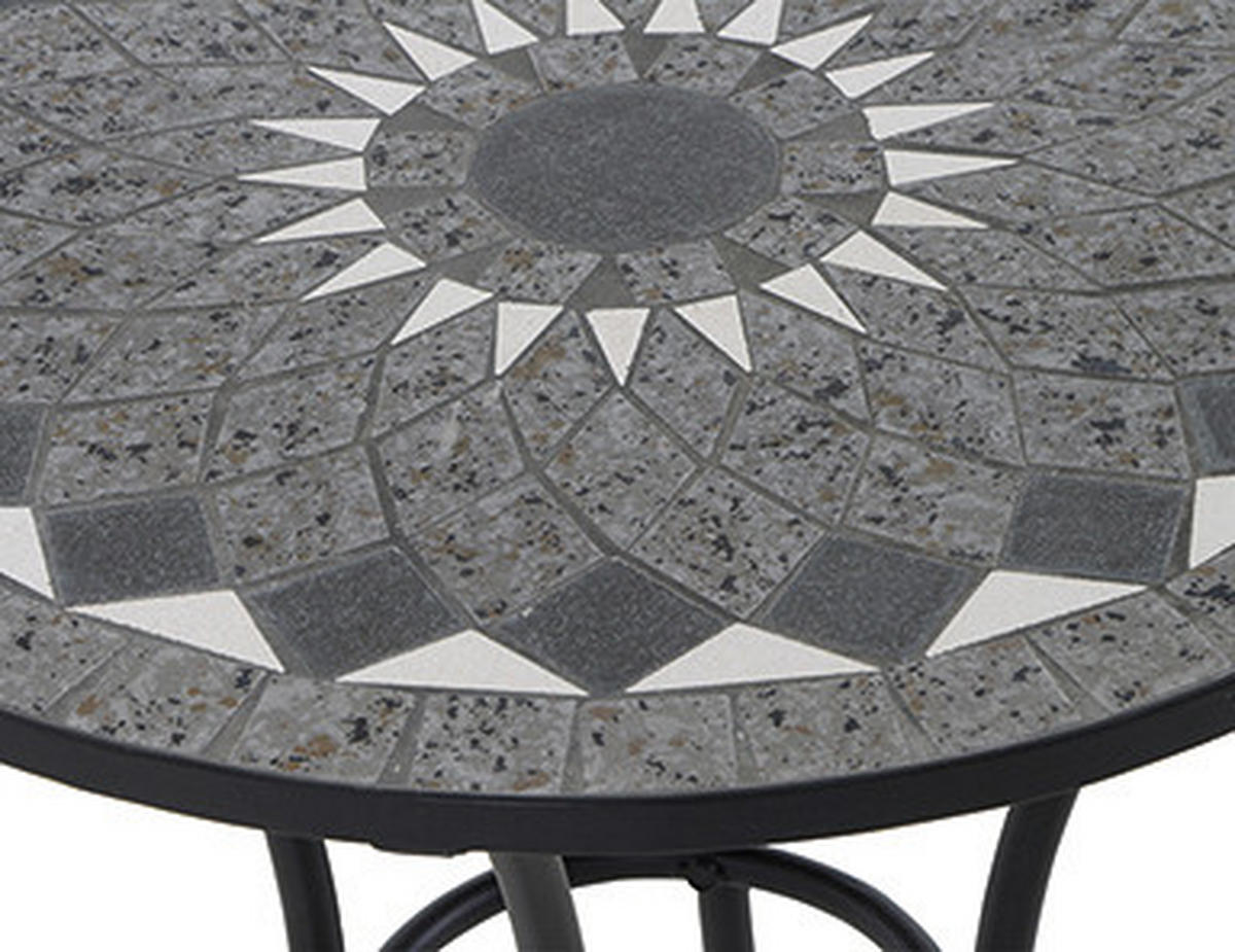 GARTENTISCH Metall, Keramik Schwarz rund  - Schwarz, KONVENTIONELL, Keramik/Metall (70/70/71cm) - Siena Garden
