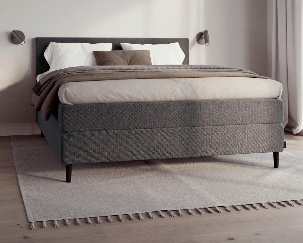 BOXSPRINGBETT 180/200 cm  in Grau  - Schwarz/Grau, KONVENTIONELL, Holz/Textil (180/200cm) - Jensen