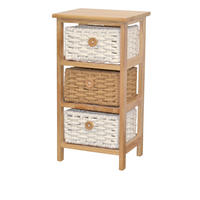 KOMMODE , , 3 Schublade(n)  - Creme/Braun, Design, Holz/Textil (25/30/58cm) - MID.YOU