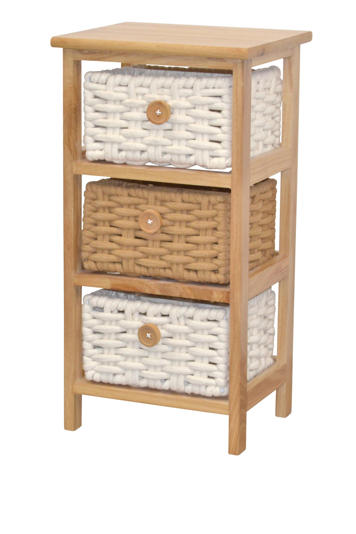 KOMMODE , , 3 Schublade(n)  - Creme/Braun, Design, Holz/Textil (25/30/58cm) - MID.YOU