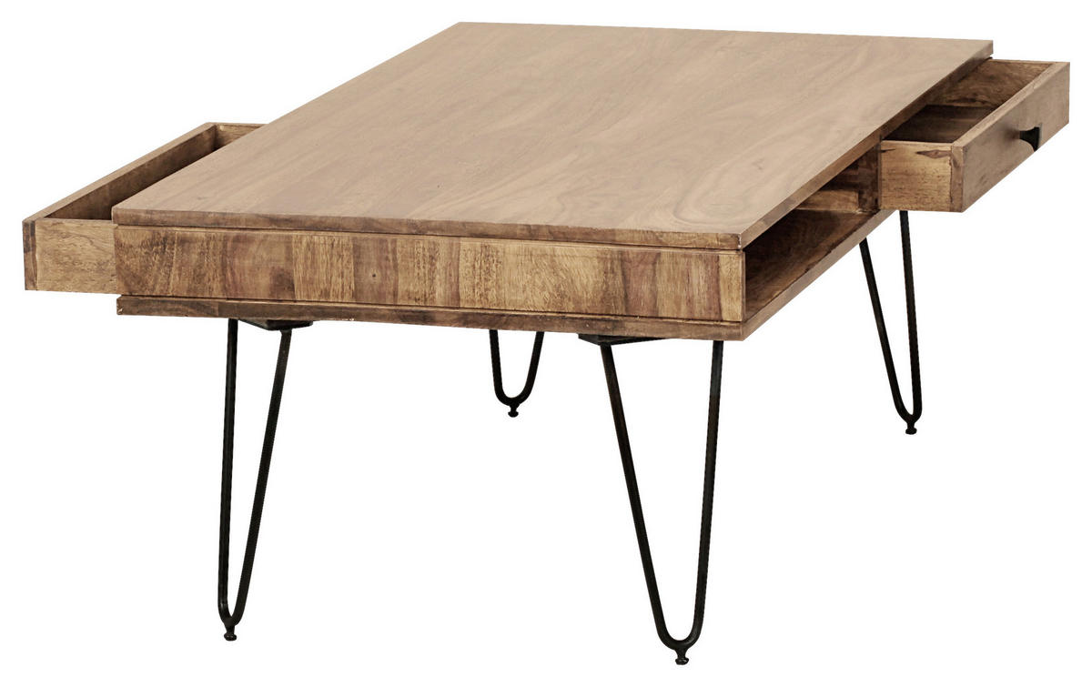 DOHÁNYZÓASZTAL fa 110/60/40 cm   - akácia színű/fekete, Design, fém/fa (110/60/40cm) - MID.YOU