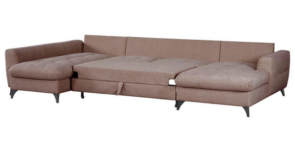 WOHNLANDSCHAFT Rosa Chenille  - Schwarz/Rosa, KONVENTIONELL, Textil/Metall (188/340/160cm) - Xora