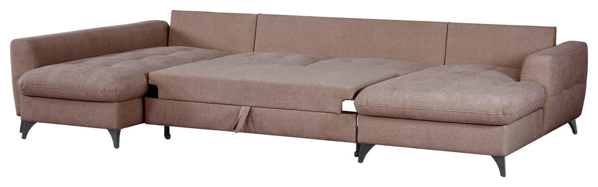 WOHNLANDSCHAFT Rosa Chenille  - Schwarz/Rosa, KONVENTIONELL, Textil/Metall (188/340/160cm) - Xora