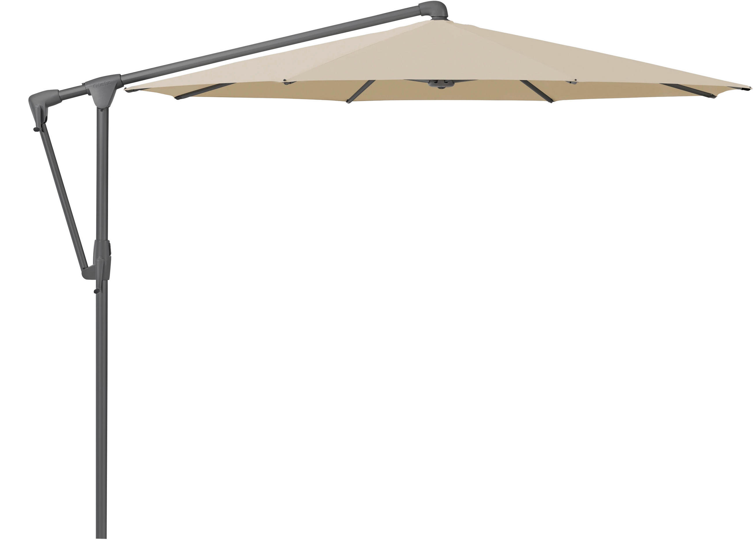 AMPELSCHIRM 300 cm Creme  - Anthrazit/Creme, Design, Textil/Metall (300/300cm) - Glatz