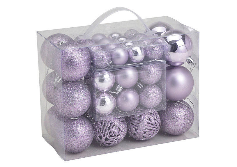 CHRISTBAUMKUGEL-SET 50-teilig  - Lila, Basics, Kunststoff (17,7/22,8/12,0cm)
