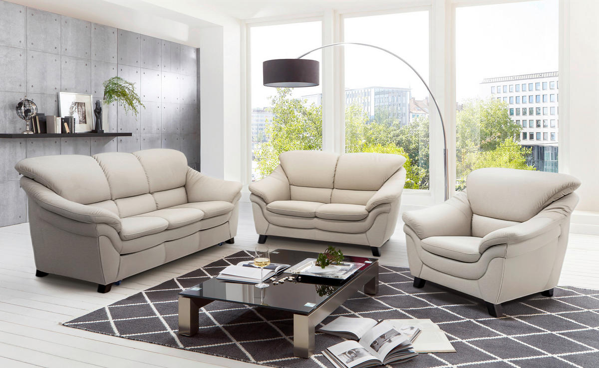 FOTEL - diófa színű/ekrü, bőr (110/96/102cm) - Andante