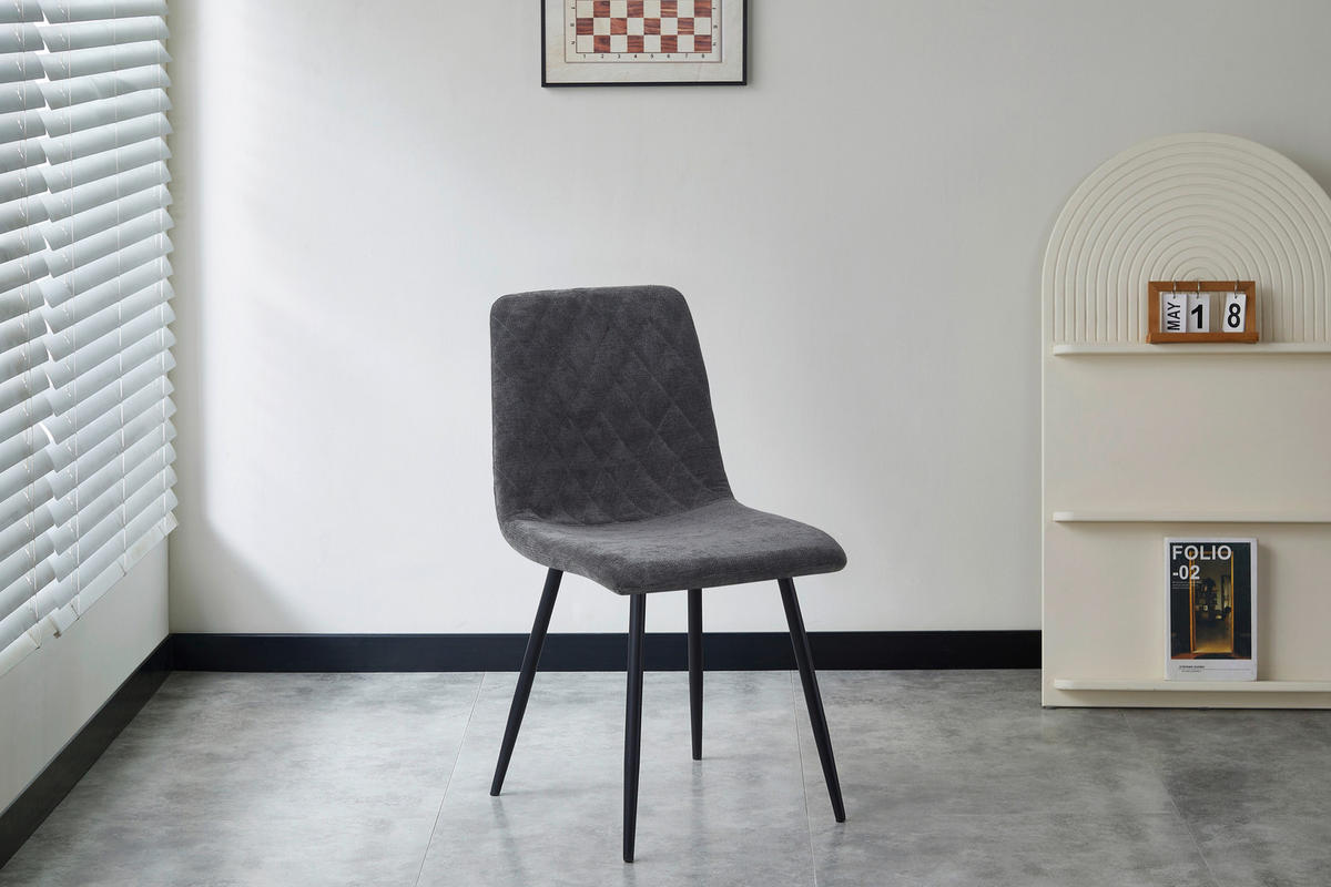 STUHL   Webstoff  - Dunkelgrau/Schwarz, Design, Textil/Metall (45/87/55cm) - Ti'me