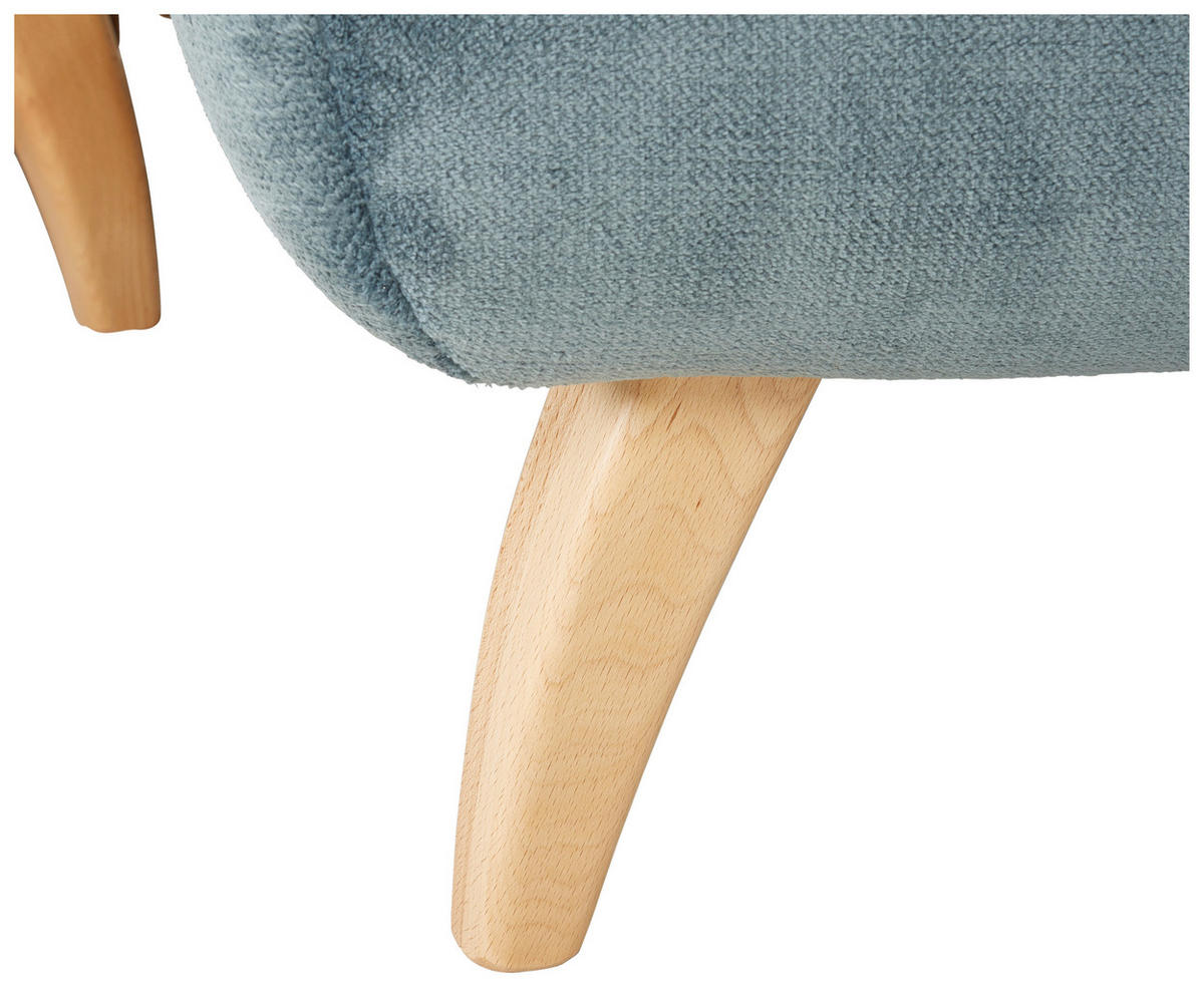 ECKSOFA in Plüsch Petrol  280/175 cm  - Buchefarben/Petrol, Design, Holz/Textil (280/175cm) - Carryhome
